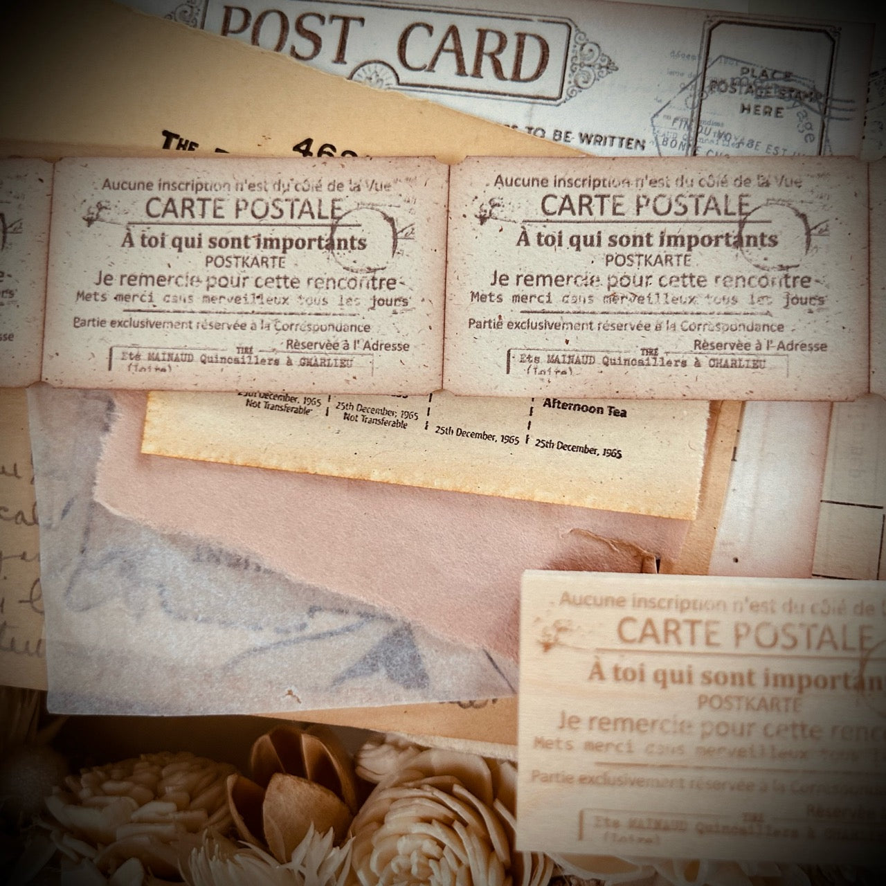 CARTE POSTALE コラージュ 消印