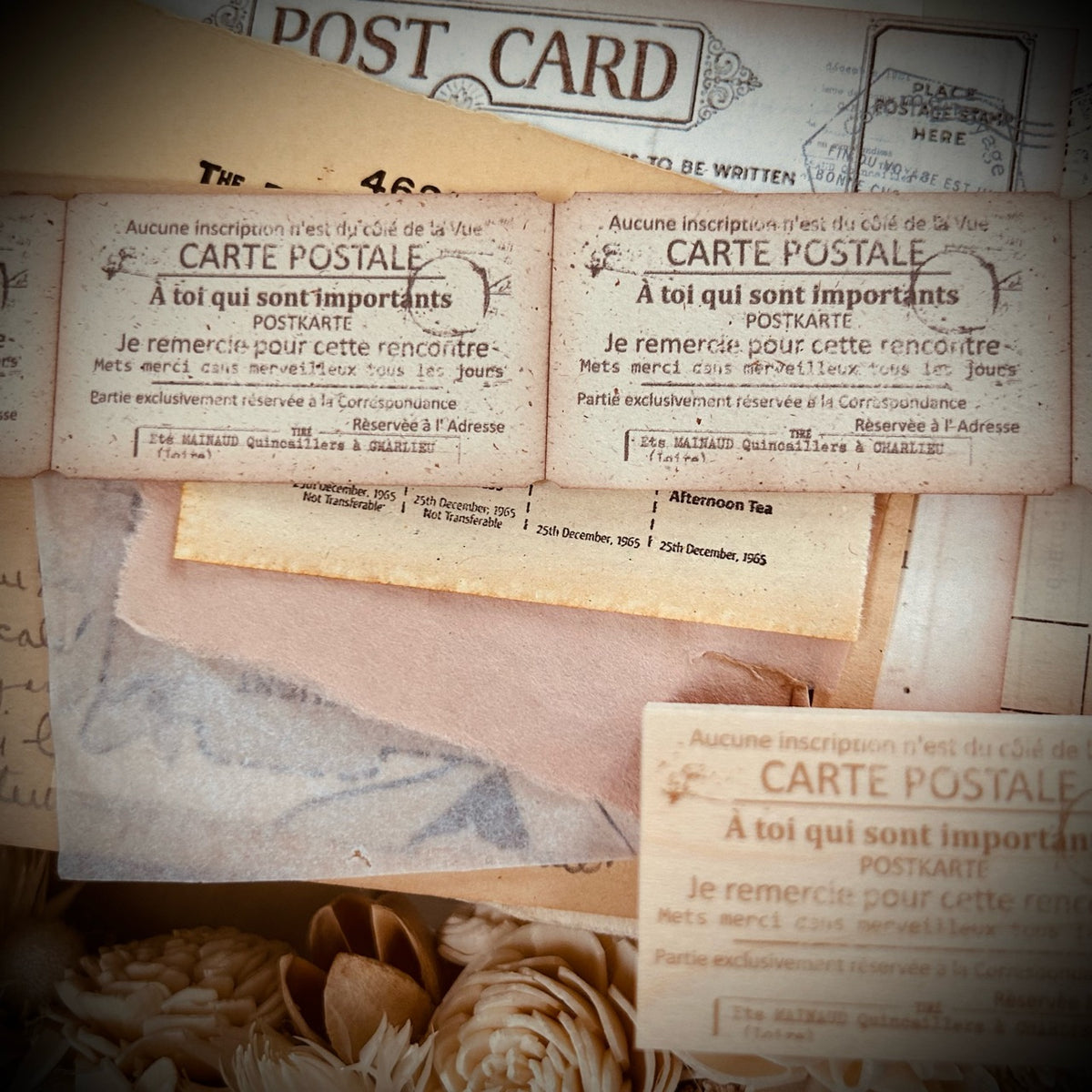CARTE POSTALE コラージュ 消印
